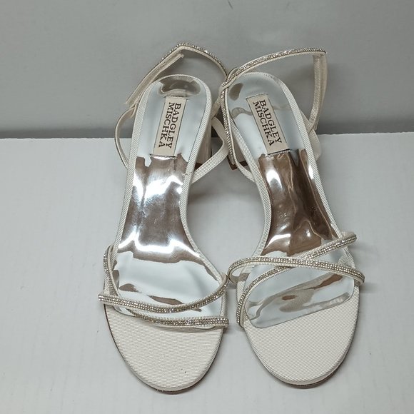 Badgley Mischka Women's Ultima Heeled Sandals Soft White Size 7 Bridal Wedding - Picture 7 of 9